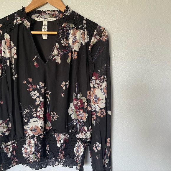 American Rag Black and Floral Long Sleeve Size - Picture 8 of 9